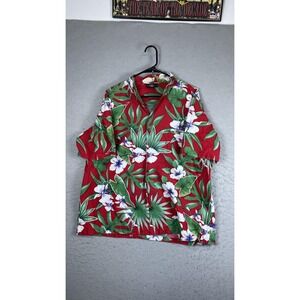 Royal Creations Shirt Mens XL Red Floral Hawaiian Short Sleeve Button Front
